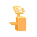 Orange self service kiosk flat color vector object