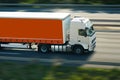 Orange semi truck Royalty Free Stock Photo