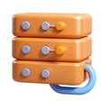Orange Server Sync 3D Icon Representing Cloud Computing and Data Synchronization Technology