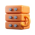 Orange Server Sync 3D Icon Representing Cloud Computing and Data Synchronization Technology