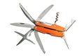 Orange set of tools as knives, scissors