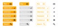 Orange set of web buttons with icons Royalty Free Stock Photo