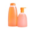 Orange shampoo and liquid soap isolated Royalty Free Stock Photo