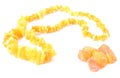 Orange, shiny necklace for the woman with raw amber