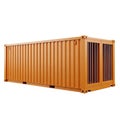 Orange Shipping Container with Metal Bars on White Background cargo container freight container Royalty Free Stock Photo