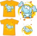 Orange shirt with baby elephant printed - vector