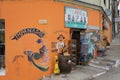 Orange shop in Chile selling Empanadas, Valparaiso