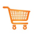 Orange Shopping Cart Icon with Grid Pattern and Wheels Royalty Free Stock Photo