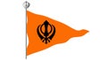 Orange Sikh flag with the image of black Khanda - the main symbol of Sikhism