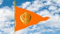 Orange Sikh flag with the image of gold Khanda - the main symbol of Sikhism