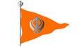 Orange Sikh flag with the image of silver Khanda - the main symbol of Sikhism