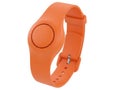 Orange silicone rfid wristband with adjustable buckle isolated on white background Royalty Free Stock Photo