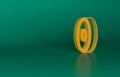 Orange Skateboard ball bearing icon isolated on green background. Minimalism concept. 3D render illustration Royalty Free Stock Photo