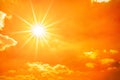 Orange Sky With Blazing Sun Royalty Free Stock Photo