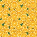 Orange slice background, seamless summer vector pattern. Fruit juicy vector print for apparel. fabric, textile, wrapping