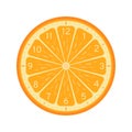 Orange slice concept, Printable clock face template isolated on white background. Royalty Free Stock Photo