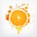 Orange slice with dripping juice