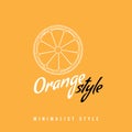 Orange slice fruit icon or symbol with line art or outline style. Minimalist logo. Vector illustration. Royalty Free Stock Photo