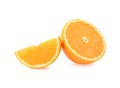 Orange slice half and one segment isolated on white background Royalty Free Stock Photo
