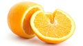 Orange slice isolate. Orange fruit. Generative Ai half and slice set on white background Royalty Free Stock Photo