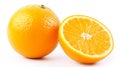 Orange slice isolate. Orange fruit. Generative Ai half and slice set on white background Royalty Free Stock Photo