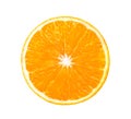 Orange slice on a white background. top view