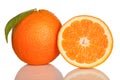 Orange and slice of orange on white