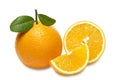 Orange with slices isolated on white background. Clipping path. Royalty Free Stock Photo