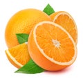 Orange with slices isolated on white Royalty Free Stock Photo
