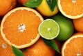 an orange slices with a lime in the middle of them Royalty Free Stock Photo