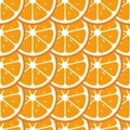 Orange slices seamless pattern. Flat food texture