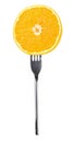 Orange slices on a Silver Fork isolated on white background Royalty Free Stock Photo