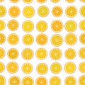 Orange slices simple seamless pattern With a piece of orange citrus fruit isolated on white background. Vector Royalty Free Stock Photo