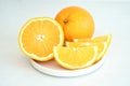 Orange slices on a white plate