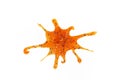 orange slime with sequins on white background