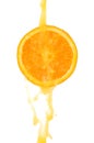 Orange sloce and juice splash Royalty Free Stock Photo