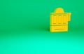 Orange Slot machine icon isolated on green background. Minimalism concept. 3d illustration 3D render Royalty Free Stock Photo