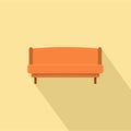 Orange small sofa icon, flat style