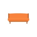 Orange small sofa icon, flat style