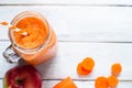 Orange smoothie from carrot and apple. Royalty Free Stock Photo