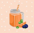 Orange smoothie vector. Fresh drink retro style background