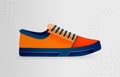 orange sneakers made of canvas with black shoelaces and edgy air soles. Can be used for party activities, casual meetings, work,