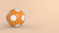 Orange soccer plastic leather metal fabric ball isolated on black background. Football 3d render illlustration