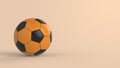 Orange soccer plastic leather metal fabric ball isolated on black background. Football 3d render illlustration