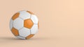 Orange soccer plastic leather metal fabric ball isolated on black background. Football 3d render illlustration