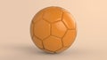 Orange soccer plastic leather metal fabric ball isolated on black background. Football 3d render illlustration