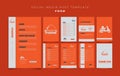 Orange social media template design with foods menu. Restaurant template design in orange colors