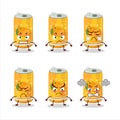 Orange soda can cartoon character with various angry expressions