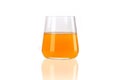 Orange soda fizzy juice drink in glass isolated on white Royalty Free Stock Photo
