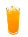 Orange soda with ice in glass on white background Royalty Free Stock Photo